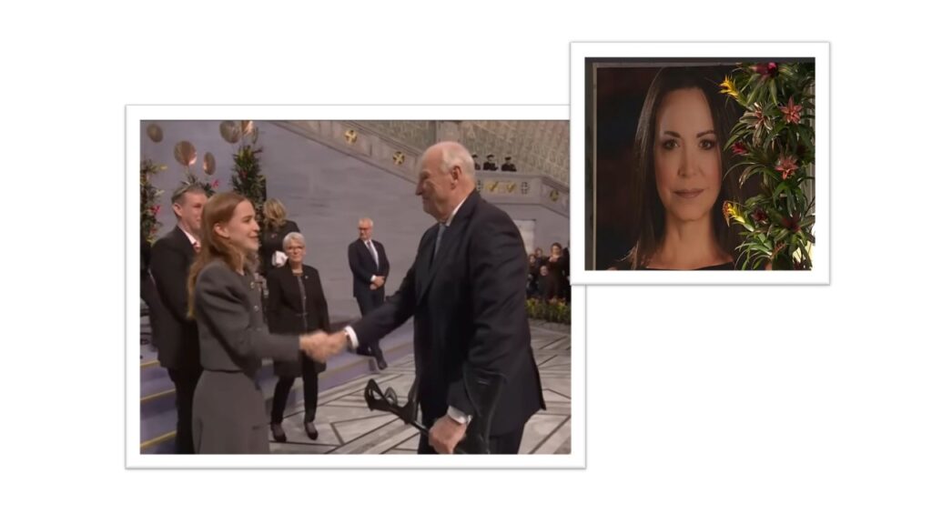 Daughter Ana Corina Sosa accepts 2025 Nobel Peace Award for Maria Corina Machado