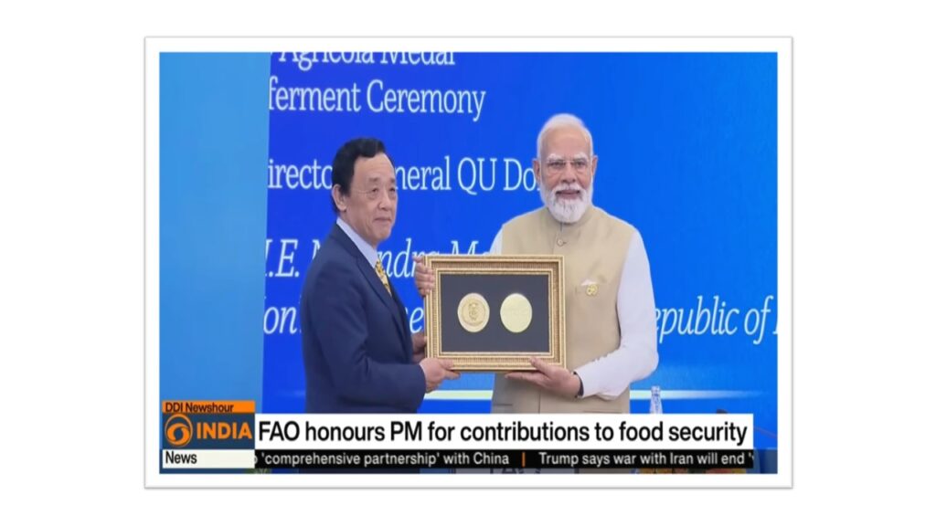 FAO honours PM Modi for Food Security Contributions